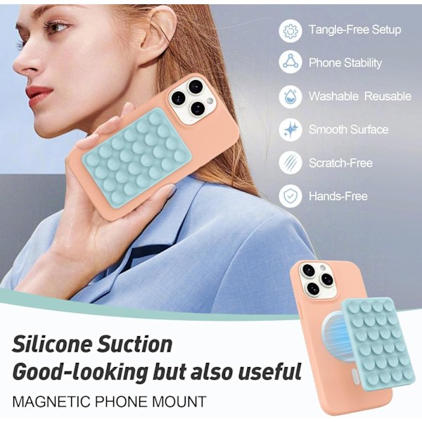 Magnetisk sugpropp telefonhållare för MagSafe-skal, silikon sticky phone grip för iPhone_xx blue