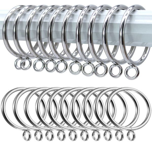 20-pack 38 mm Silver Metallgardinstänger, Gardinstångsringar, Hängringar för Gardinstänger, Stänger och Draperi, Duschdraperier