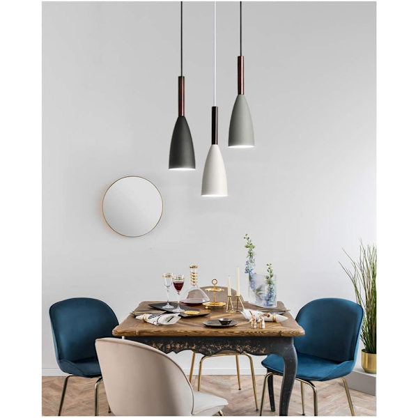 Modern Nordisk Taklampa i Aluminium Nordisk Hänglampa i Trä Kök Vardagsrum Belysning (3 i 1)