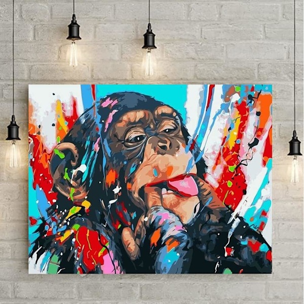 Diamantmålning Vuxen Fyrkantiga Strass 30x40cm Apa Diamantmålning Fyrkantig Borr Barn Nybörjare Apa Ritning Diamantpärla Klistra Konst Cra