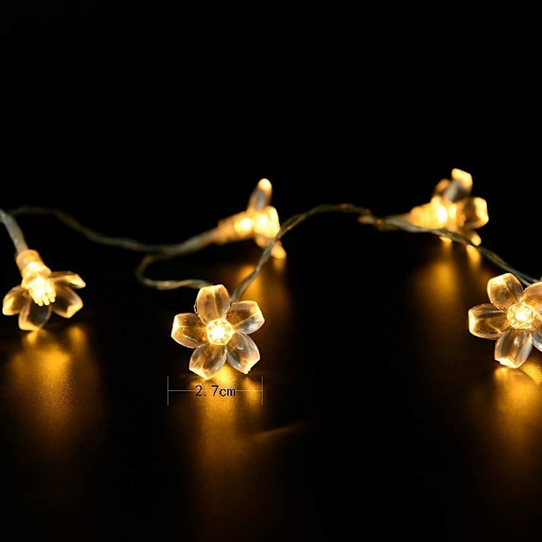 7M 50 LED   Solcellslampor Trädgård Fe Lampor Warm cherry blossoms