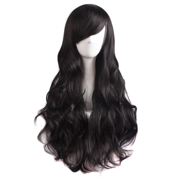 31 tum/80 cm charmig peruk med långt lockigt hår för kvinnor (svart)