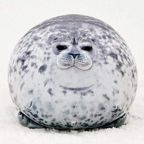 60cm Sälkudde Chubby Blob Sälkudde Söta Säl Plyschdjur Bomullsplyschkudde Bekväm Mjuk Kramande Sälkudde Ryggkudde Grå