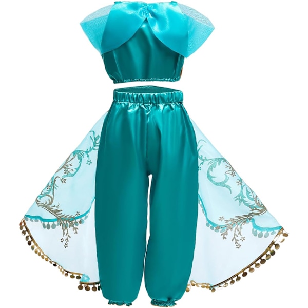 Flickperuk, Aladdin prinsessdräkt, jul födelsedagsfest, Halloween karneval, cosplay, barnkläder 100cm
