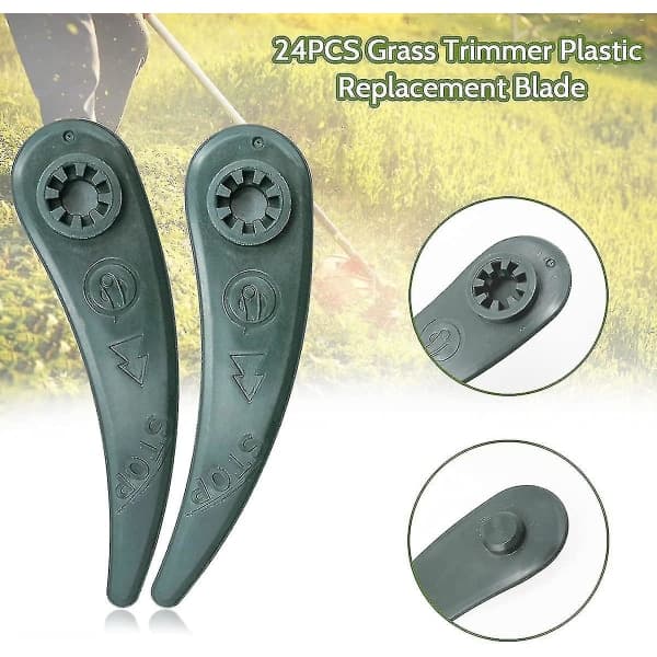 Reservedeler for gresstrimmer, 24-pakning med kantklinger for Bosch Durablade Art 23-18 Li Art 26-18 Li Gresstrimmer, Grønn
