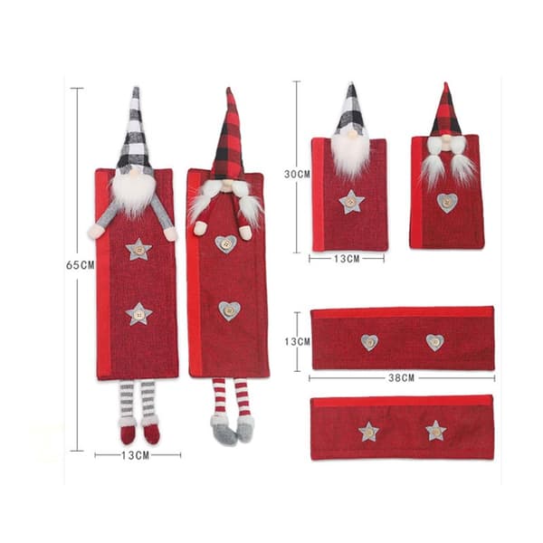 6st Christmas Refrigerator Cover Christmas Theme Refrigerator Microwave Handle Covers Christmas Home Decor Six Suit