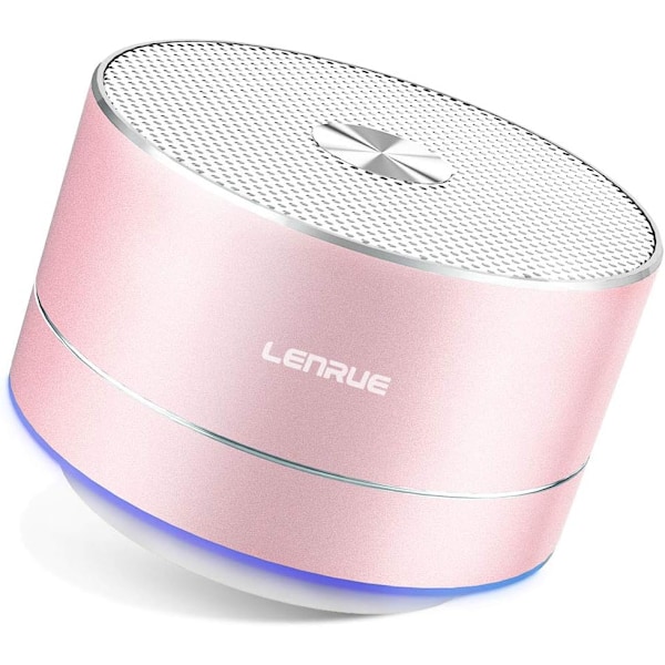 Bluetooth-högtalare, Mini Trådlösa Högtalare med LED-lampor, Ultra-portabel Högtalare med Kristallklart Ljud för Lyssning på Resan (Roséguld)