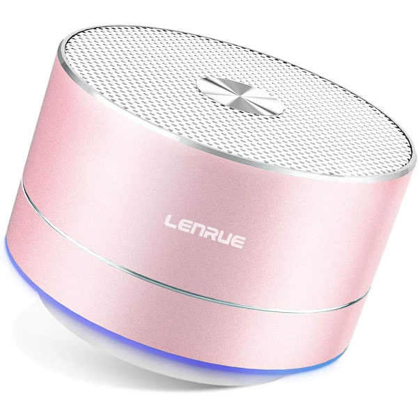 Bluetooth-høyttaler, Mini trådløse høyttalere med LED-lys, Ultra-bærbar høyttaler med krystallklar lyd for lytting på farten (Rosegull)