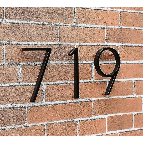 5" flytende husnummer i rustfritt stål. Moderne metallhusnummer. Garden Doo