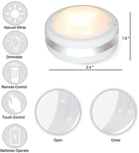 LED Puck Lights - Battery Operated with Remote Control (6-pack)