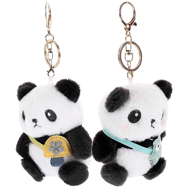 2 kpl Täytetty eläin Avaimenperä Sarjakuva Panda Nukkekoriste Söpö Pehmo Panda Riippuva Riipus