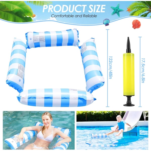 2-pak Oppustelig Vandhængekøje, Vandlegetøj, Pooltilbehør, Svømmemadras, Pool med Net, Oppustelig Vandhængekøje til Pool, Svømmemadras yellow