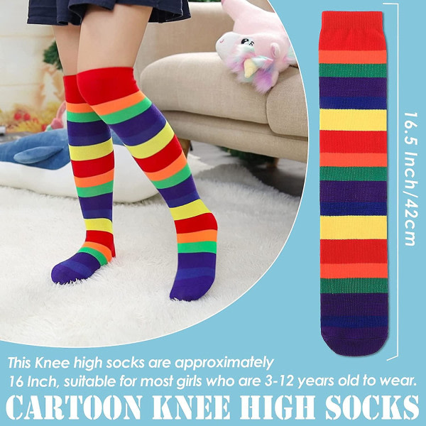 3-12 år gamle piger, knæhøje sokker, børn, søde skøre sjove dyremønstre, lange støvler, regnbuestrømper