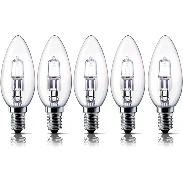 E14 42W halogenlampor Small Edison Skruvlampa (SES) 2700K Varmvit Dimbar Pack om 5 [Energiklass C]