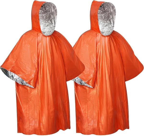 Vanntett Nødponcho Og Multisportteppe 130X100 Cm Oransje Camping Tur Regnbeskyttelse