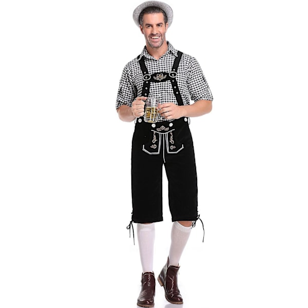 Herre Kostume Sæt til Halloween Kostumefest, Maskerade og Oktoberfest Ølfestival Sort Black L