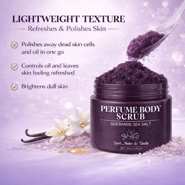 Kroppsskrubb med havssaltdoft (lila) Amber & Vanilj 120g