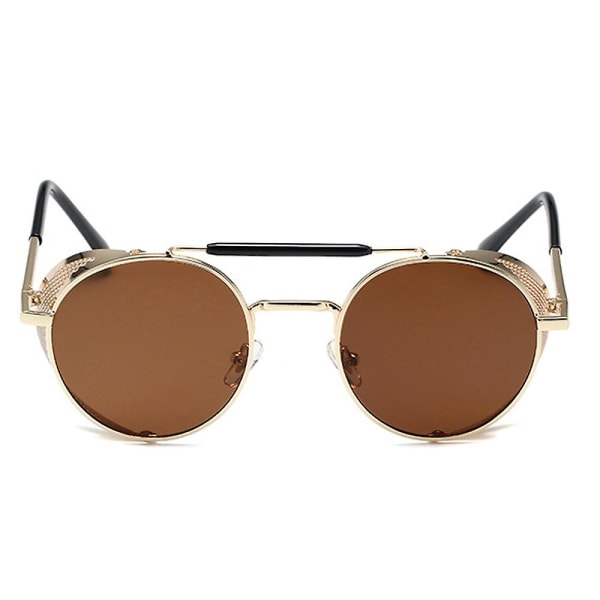 Steampunk-aurinkolasit miehille ja naisille, sivusuojatut pyöreät steampunk-vintage-aurinkolasit