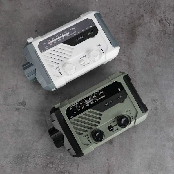 Nödväderradio, 2000mAh Solradio AM/FM Handvev Dynamo Radio USB Laddningsbar Utomhus