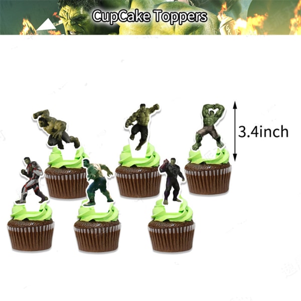 Hulk födelsedagsfest dekorationsbanderoller ballonger cupcake toppers
