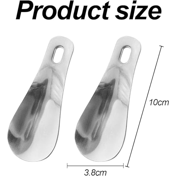 2-pakkskohorn, bærbar skohorn i rustfritt stål, 18 cm ergonomisk skohorn i metall