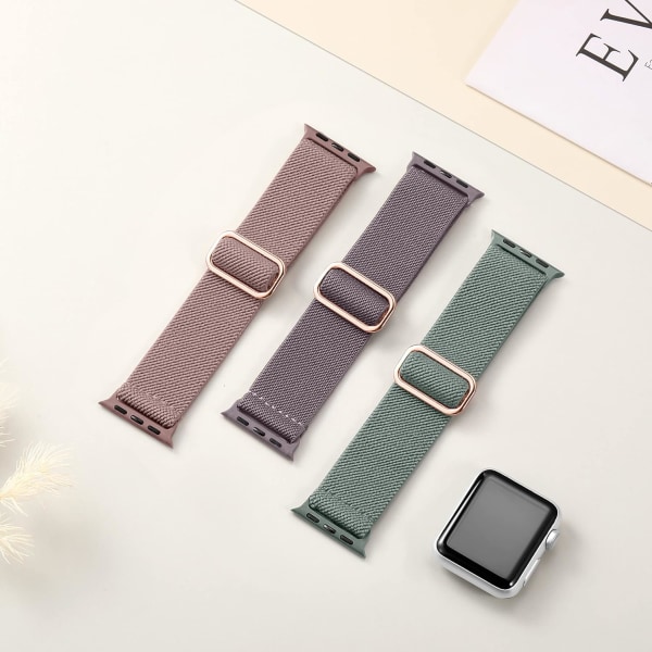 Strækbare nylon solo-remme kompatible med Apple Watch 3stk 5 42mm/44mm/45mm/49mm 3pcs 5