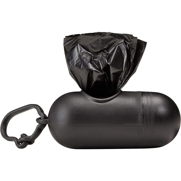 Basics hundeposer med dispenser og snorklemme, uparfumeret - 300-pak, 33 x 23 cm, sort