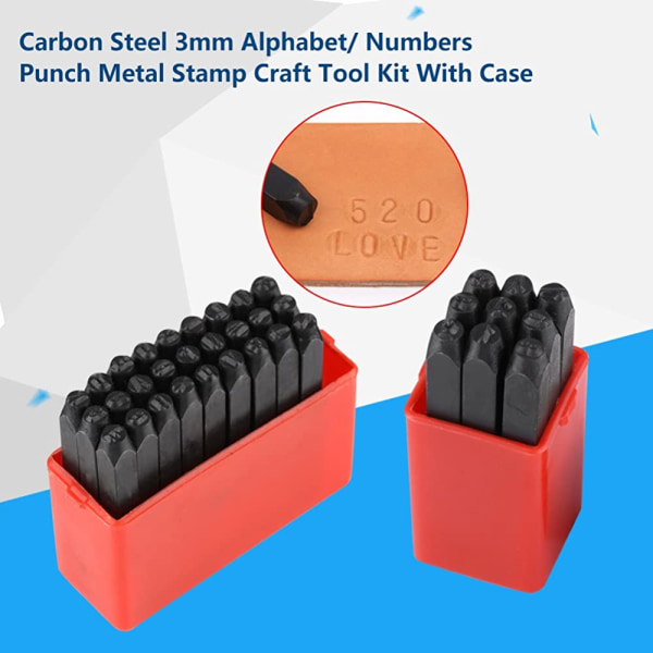 Alfabet/antal stansesæt 3 mm kulstofstål stempelstanser til metalmærkning smykker Leathercraft Træ (nummer)