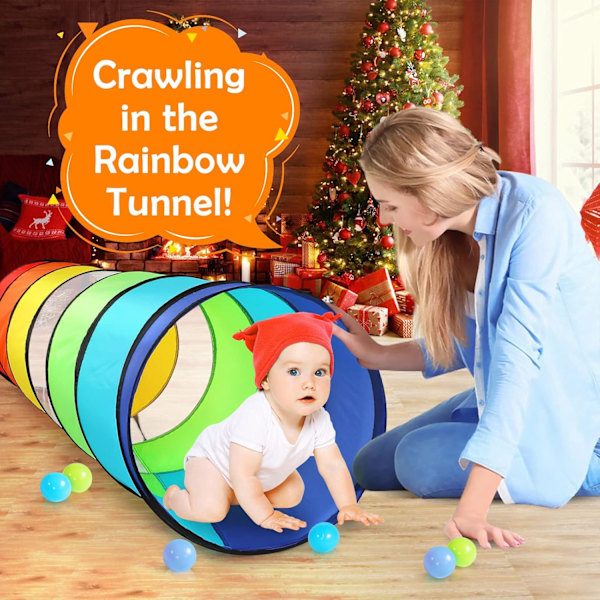 Legetunnel til Børn, Farverig Pop-Up Krybetunnel Legetøj til Baby eller Kæledyr