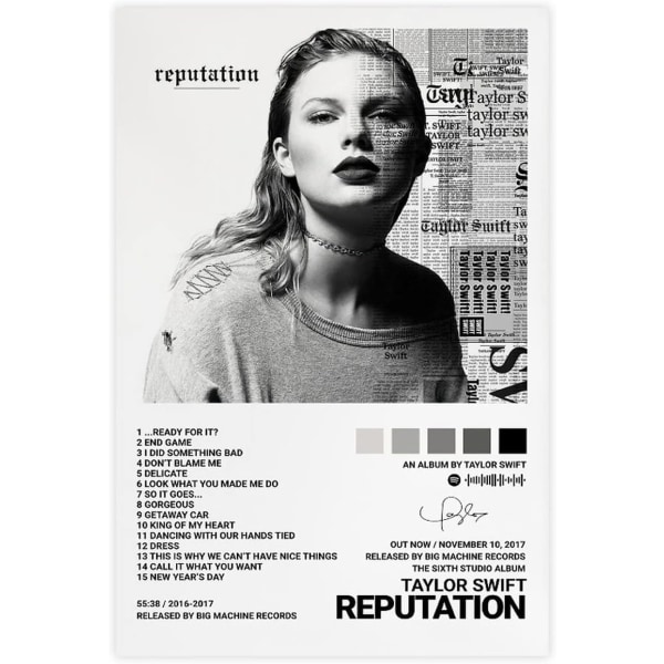 Pop Singer Canvas Plakat til Taylor Swift For Room Estetisk Canvas Vægkonst soveværelse Omdømme Reputation 20*30CM