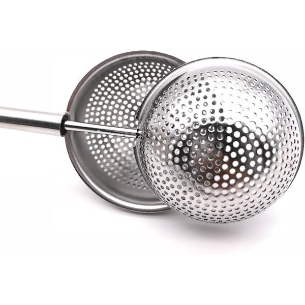 2-delt te-infusionssæt i rustfrit stål med langt håndtag og tryksigte til løs te