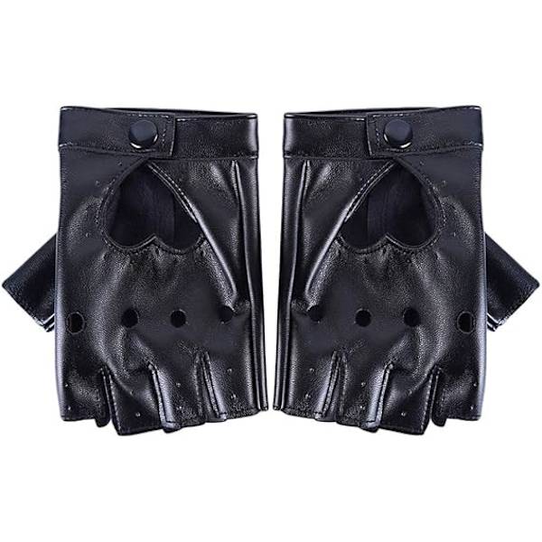 Kvinder Hjerte Udsnit Punk Halv Finger PU Læder Performance Handsker Black