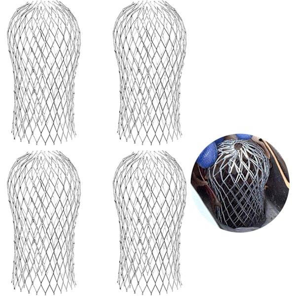 4 tagrenderiste, nye runde aluminiumsrør udvidelige filterrist tagrenderiste, bladsi tagrendedæksler dækker nedløbsrør 4 Pack New Round Head