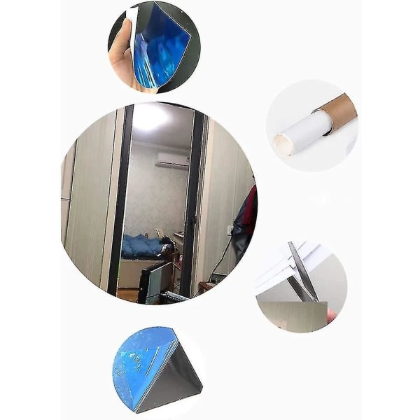 Fleksible spejlark, spejlvægklistermærker, selvklæbende spejl uden glas til badeværelset, soveværelseskommode -ys 50x100cm