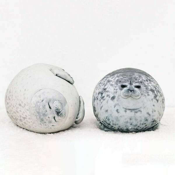 60cm Sälkudde Chubby Blob Sälkudde Söta Säl Plyschdjur Bomullsplyschkudde Bekväm Mjuk Kramande Sälkudde Ryggkudde Grå