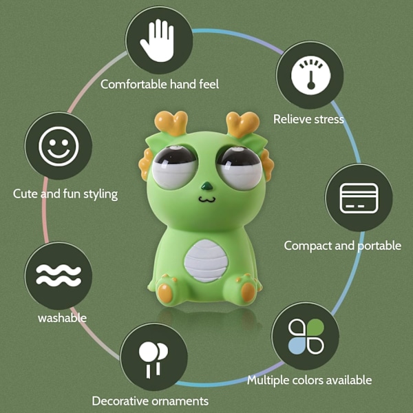 Squeeze Stress Relief Toy Ögonpoppande Drake Rolig Ögonboll Sprängleksaker Pop Out Eyes Leksak för Födelsedagspresenter, Fest, Perfekt Present för Alla Tillfällen (Grön) Green