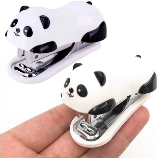 Mini Cute Panda stationær hæftemaskine med 1000 hæfteklammer til kontorskolehjem eller rejser