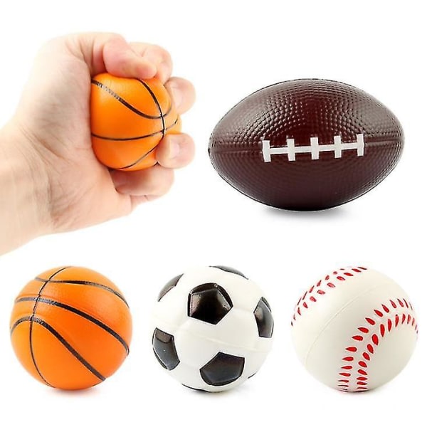 Grip Ball Rugby Basketball Soccer Foam Ball, Set of 4 Balls for Toddlers Soft Soccer, Baseball, Basketball and Rugby for Kids