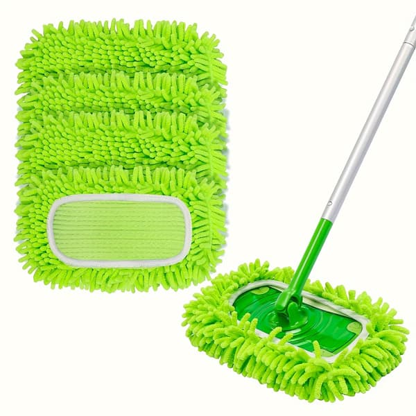 4 genanvendelige chenille-moppepuder, superabsorberende til våd og tør gulvrengøring
