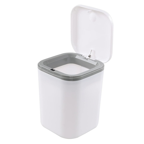 2 Liters Mini Skrivebords Affaldsbeholder, Lille Plastik Skrivebords Affaldsbeholder, Hvid