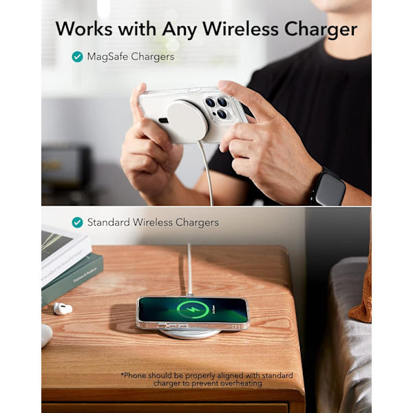 for MagSafe Sticker 360, MagSafe Ring Magnet (HaloLock), 2 Pack Magnetisk Ring, Universal Magnetisk Kit for iPhone 15, Galaxy S23/S22/S21 Svart