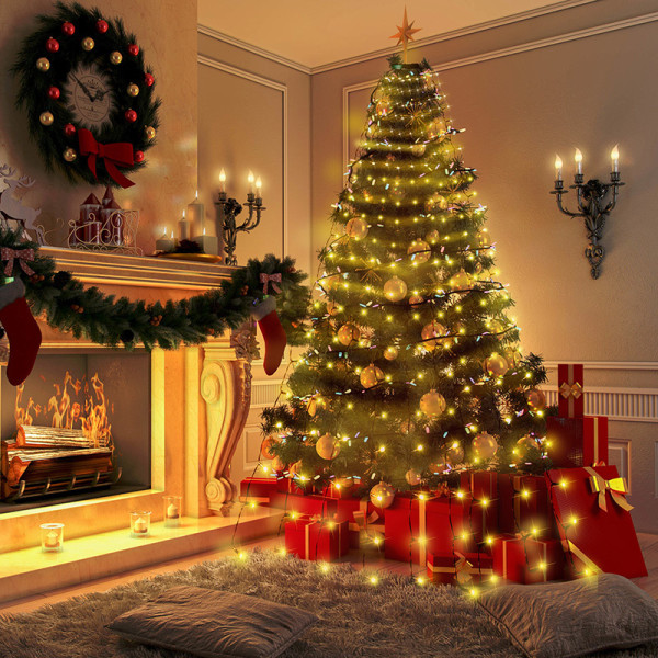 Juletræslys med ring, juletræ indendørs