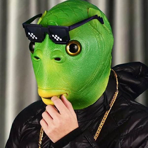 Fiskmask, djurhuvudmask, djurfiskkronor, roliga monsterhuvudbonader, halloween karneval maskerad cosplay fest parad rekvisita