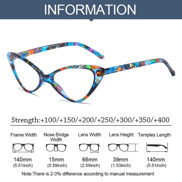 Anti-lys lesebriller Runde briller BLÅ STYRKE Blu Blue Strength 250