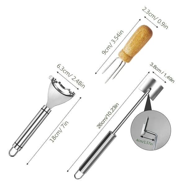 Majsskærer i rustfrit stål, ubesværet kernefjerner, høj effektivitet Corn Shovel + Corn Fork-2PCS