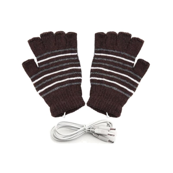 USB uppvärmda handskar Thermal handvärmare Elektriska uppvärmda handskar för inomhus-kontorscykel Cykelhandskar Säkerhet 5V Stripe Brown 5V Stripe Brown
