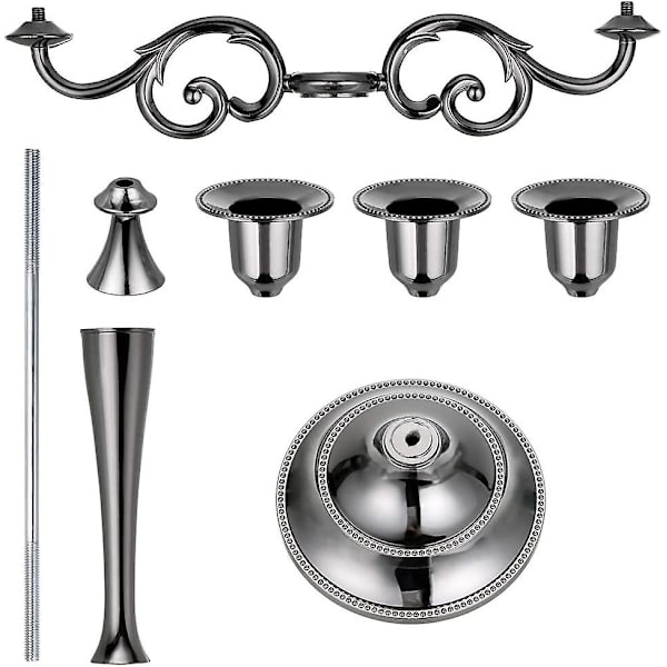 3-armet metallkandelaber lysestake sølv europeisk elegant lysestake lysestativ for bryllup middagsbordet jul fest hjeminnredning svart black