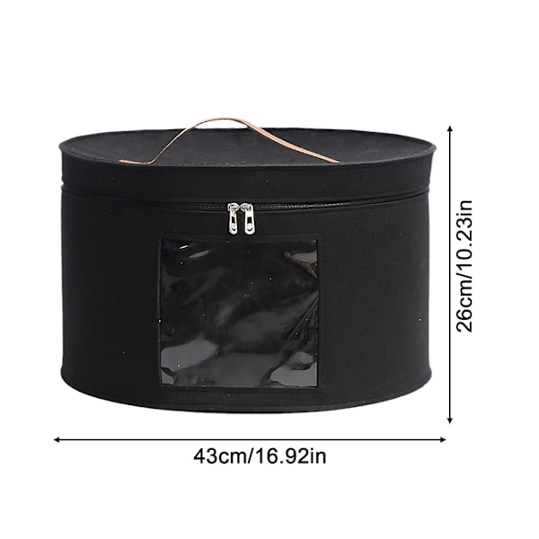 Hatteboks Stor Kapacitet Foldbar Støvbestandig Hat Opbevaringspose Med Synligt Vindue Til Mænd Kvinder Hat Rejse Hjem Kollegium Opbevaring G1y5 Sort Dia 43cm Black Dia 43cm China