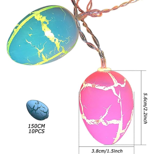 Påskljuskedja - 2 lägen - 10 LED - 1,5 m - Påskägg - Dekoration för födelsedagsfest - Varmvitt @