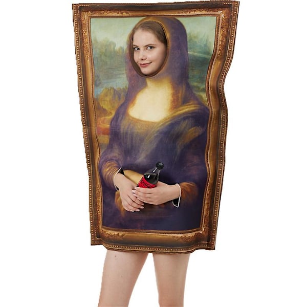 Kuuluisat maalaukset -asu Mona Lisa Huuto Halloween Aikuisten Miesten Naisten Hauska Luova Pukeutumisasu Mona Lisa